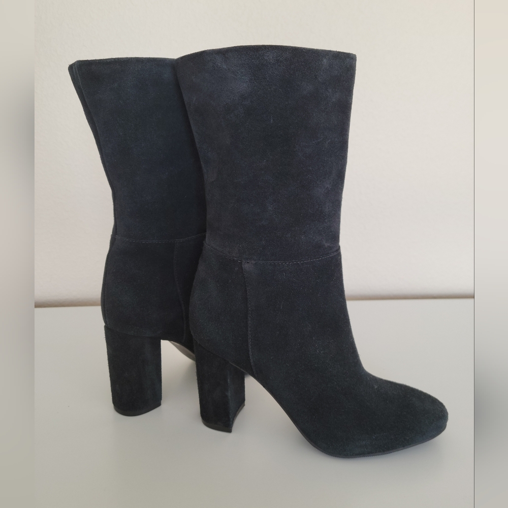 Chinese Laundry Black Suede Mid Calf Boots Size 5.5